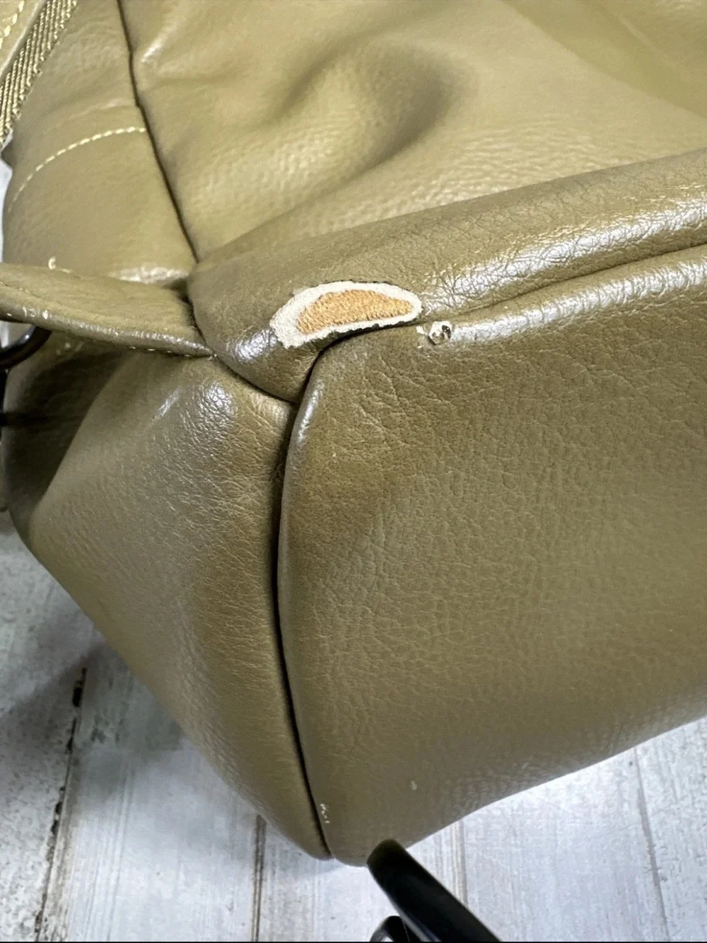 Azaria Olive Green Leather Diaper Bag